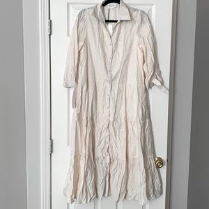 New W/ Tags Collared Cream Button Up Dress
